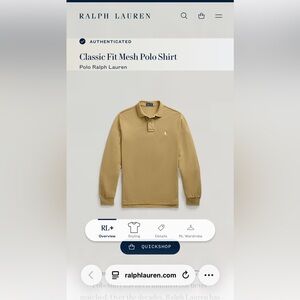 Ralph Lauren Men's Classic Fit Mesh Polo Shirt Tan, Size XL